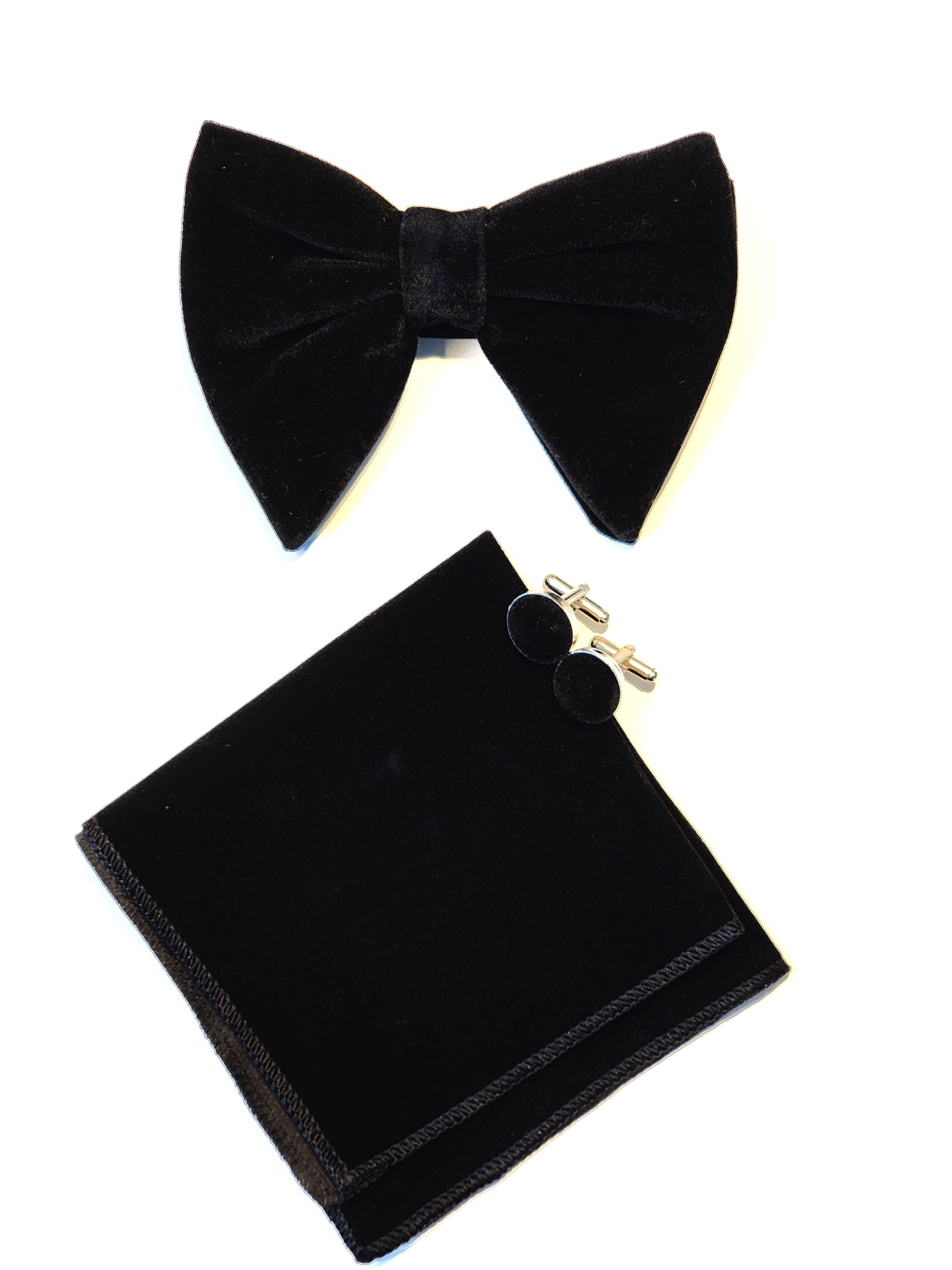 Black Velvet Black Tie Set – Wrist & Bow